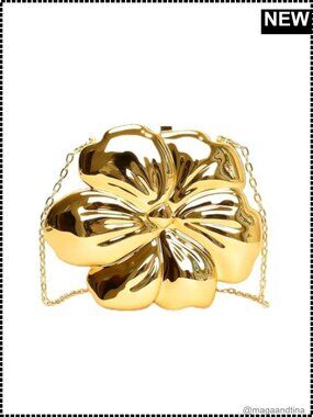Acrylic Floral Clutch Purse Magnetic Snap Removable Chain Evening Bag